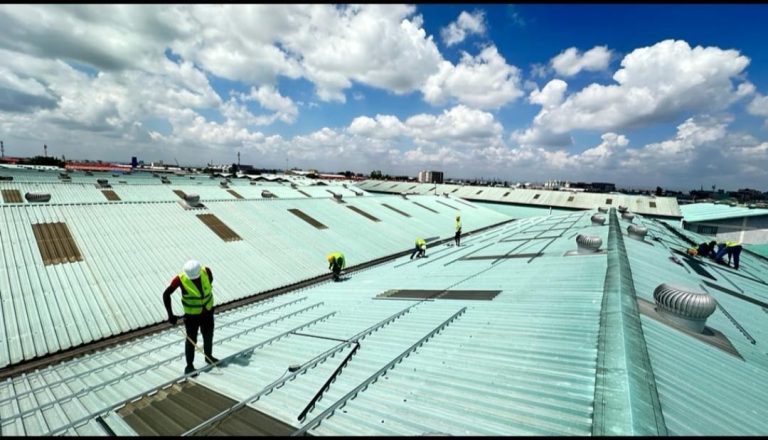 Preparation for mounting of solar panels.
